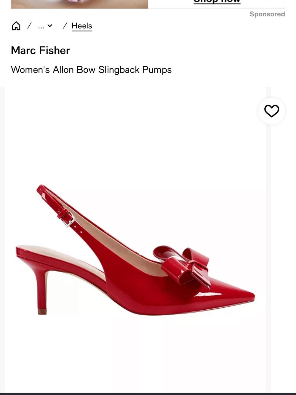Marc Fisher Red Patent Pointed Slingback Flats with Bow - Picture 8 of 8